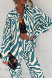 Casual Geometric Printing Turndown Collar Long Sleeve Two Pieces
