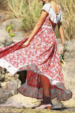 Fashion Street Print Split Joint Off the Shoulder Printed Dresses