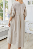 Fashion Casual Solid Split Joint V Neck Princess Dresses
