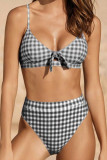 Fashion Sexy Plaid Split Joint Swimwears