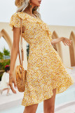 Fashion Street Print Split Joint V Neck Irregular Dress Dresses
