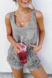 Casual Gradual Change Tie-dye U Neck Regular Rompers