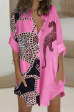 Casual Print Pocket Mandarin Collar Shirt Dress Dresses