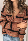 Fashion Street Striped Patchwork V Neck Tops