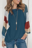 Casual Solid Patchwork O Neck Tops