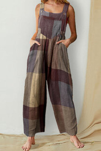 Fashion Street Print Split Joint Spaghetti Strap Loose Jumpsuits
