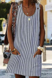 Fashion British Style Striped Patchwork A Line Dresses