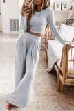 Fashion Elegant Solid Patchwork O Neck Long Sleeve Two Pieces