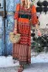 Fashion Bohemian Print Patchwork V Neck A Line Dresses