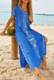 Fashion Vacation Print Split Joint Swimwears Cover Up