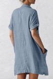 Fashion Casual Solid Split Joint Turndown Collar Straight Dresses