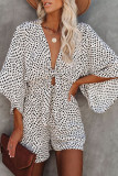 Fashion Elegant Striped Print Strap Design V Neck Loose Rompers