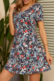 Fashion Elegant Floral Frenulum V Neck A Line Dresses