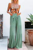 Casual Solid Bandage Loose High Waist Wide Leg Solid Color Bottoms