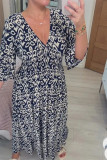 Elegant Floral Patchwork V Neck A Line Dresses