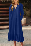 Casual Solid Pocket V Neck A Line Dresses(4 Colors)