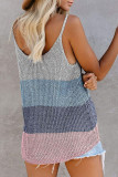Fashion Street Striped Split Joint U Neck Tops