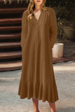 Casual Solid Pocket V Neck A Line Dresses(4 Colors)