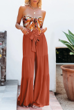 Casual Solid Bandage Loose High Waist Wide Leg Solid Color Bottoms