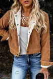 Solid Patchwork Solid Color Turndown Collar Outerwear