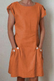 Fashion Street Solid Split Joint O Neck A Line Dresses