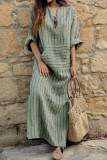 Casual College Striped Patchwork V Neck One Step Skirt Dresses