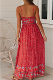 Bohemian Floral Split Joint V Neck Princess Dresses