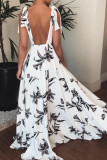 Fashion Bohemian Print Backless V Neck A Line Dresses