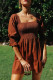 Fashion Street Solid Split Joint Square Collar Waist Skirt Dresses