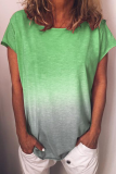 Casual Gradual Change Basic O Neck T-Shirts