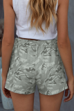 Casual Print Draw String Pocket Straight Straight Bottoms
