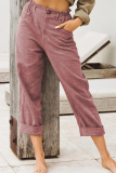 Casual Solid Buttons Fold Straight Straight Solid Color Bottoms