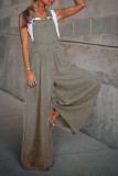 Casual Solid Pocket Spaghetti Strap Loose Jumpsuits