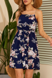Fashion Elegant Floral Split Joint Backless A Line Dresses