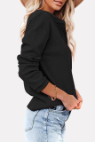 Casual Solid Buckle O Neck Tops(6 Colors)