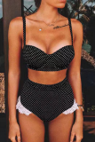 Vacation Dot Lace Split Joint Swimwears