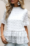 Fashion Street Solid Split Joint O Neck Tops