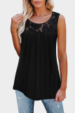 Casual Patchwork Lace Hollowed Out O Neck T-Shirts