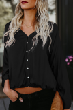 Casual Solid Patchwork V Neck Tops