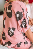 Fashion Patchwork Patchwork V Neck Short Sleeve Two Pieces