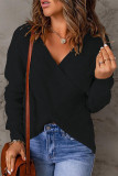 Fashion Casual Solid Patchwork V Neck Tops