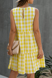 Fashion Street Plaid Split Joint O Neck Princess Dresses