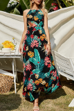 Fashion Elegant Floral Patchwork Halter Dresses