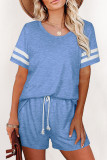 Fashion Casual Solid Split Joint O Neck Short Sleeve Two Pieces