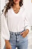 Fashion Elegant Solid Split Joint Chains V Neck Tops
