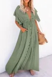 Elegant Solid Frenulum Buckle V Neck A Line Dresses