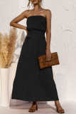 Fashion Casual Solid Split Joint Strapless A Line Dresses