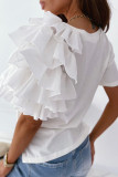 Fashion Street Solid Split Joint O Neck Tops