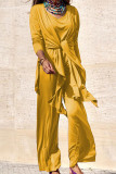 Solid Solid Color O Neck Long Sleeve Two Pieces