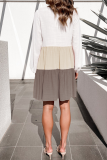 Casual Patchwork Contrast O Neck Cake Skirt Dresses